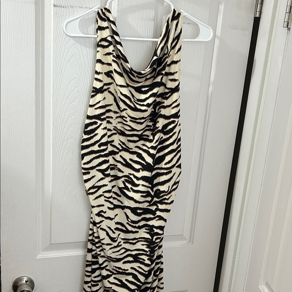 H&M Zebra Print Backless Dress - Black and Cream